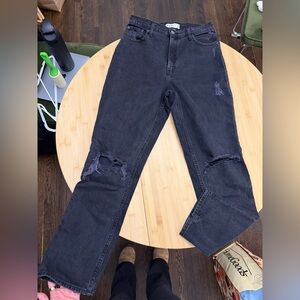 Abercrombie & Fitch Women's Black Curve Love 90s Straight Ultra High Rise